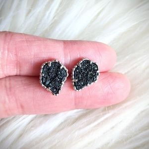 Kendra Scott Custom Tessa Black Drusy Silver studs